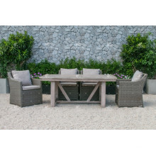 ALAND COLLECTION - Hot trendy UV resistance Wicker PE Rattan Mesa de jantar e 6 cadeiras Outdoor Garden Furniture